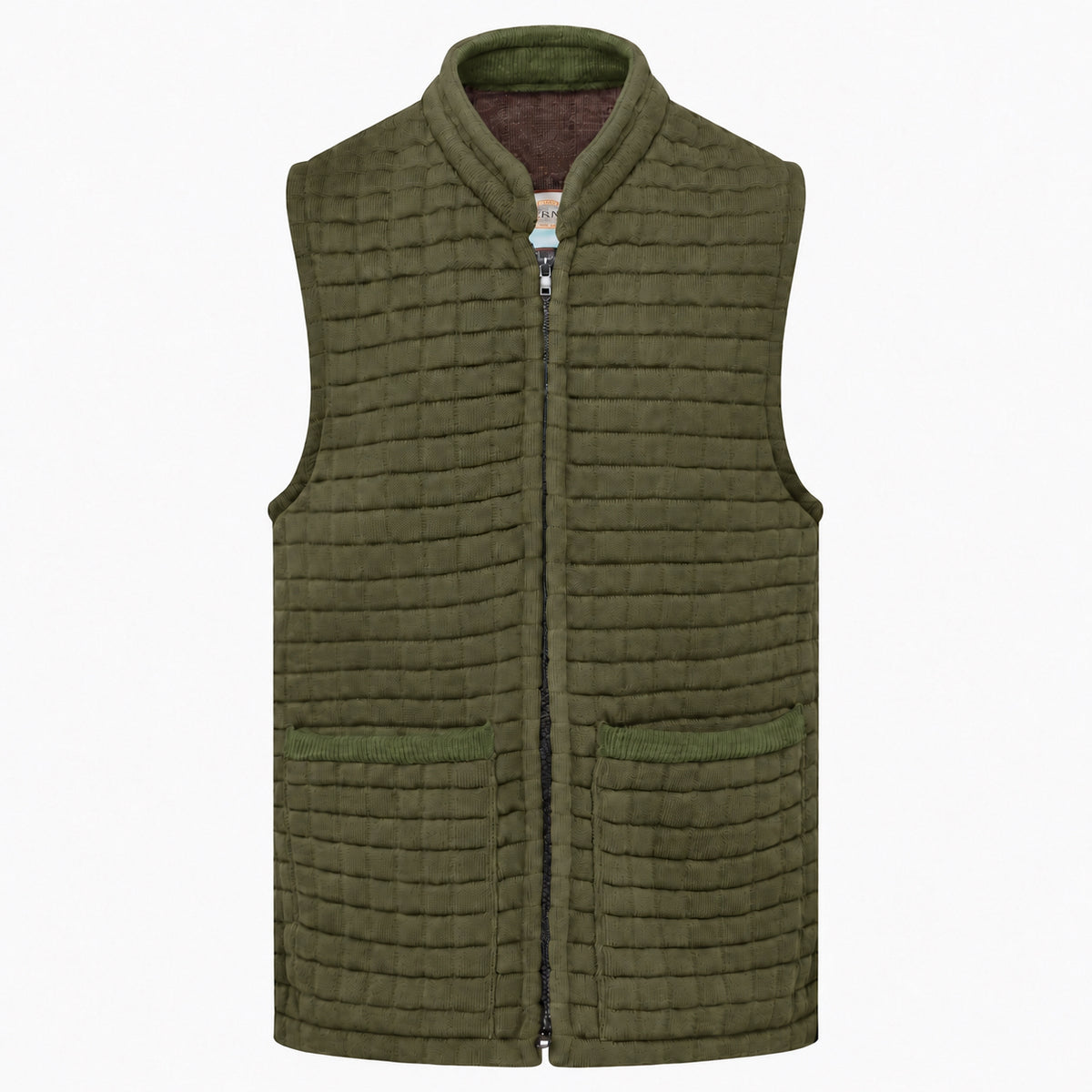 Thermatex Unisex Gilet in Khaki with Olive trim #Trim colour_Olive