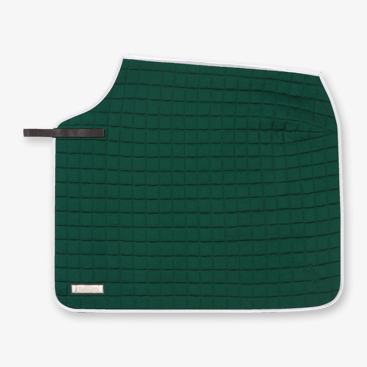 Thermatex Quarter Rug in Bottle Green with White binding #Trim colour_White