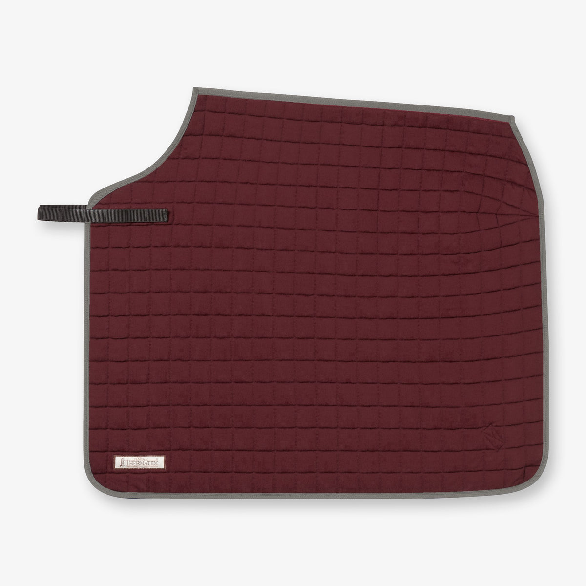 Thermatex Quarter Rug in Burgundy with Grey binding #Trim colour_Grey