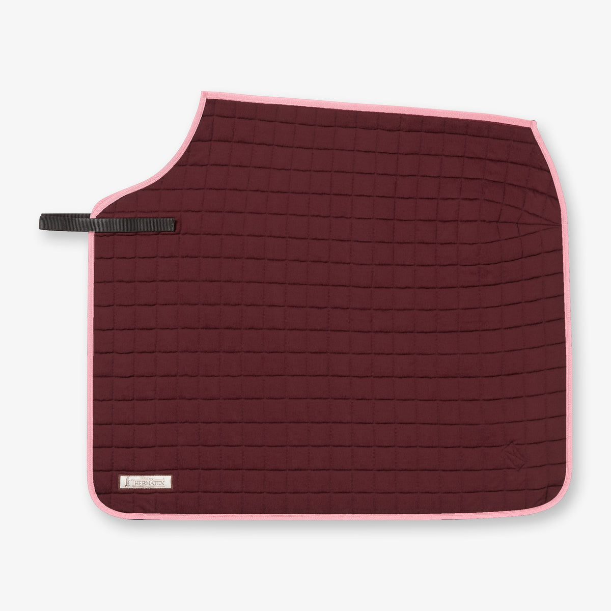 Thermatex Quarter Rug in Burgundy with Pink binding #Trim colour_Pink