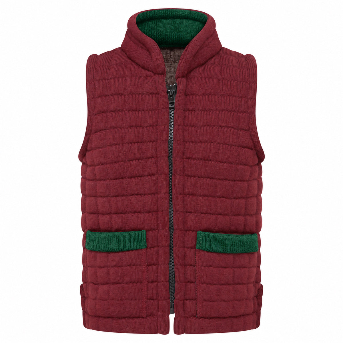 Thermatex Childs Gilet in Burgundy with Bottle trim #Trim colour_Bottle