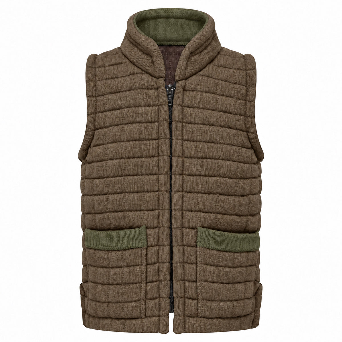 Thermatex Childs Gilet in Coffee with Khaki trim #Trim colour_Khaki