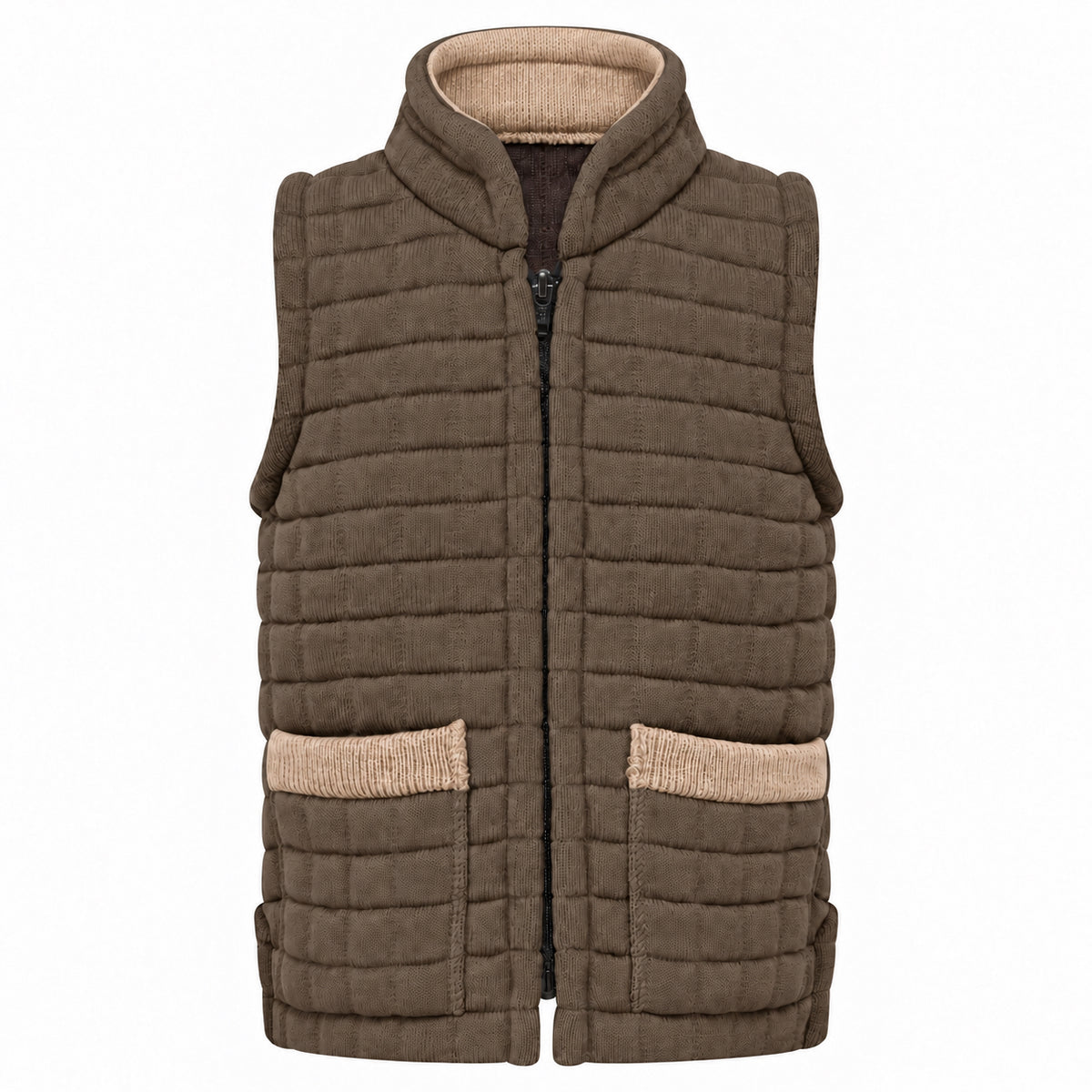 Thermatex Childs Gilet in Coffee with Mouse trim #Trim colour_Mouse