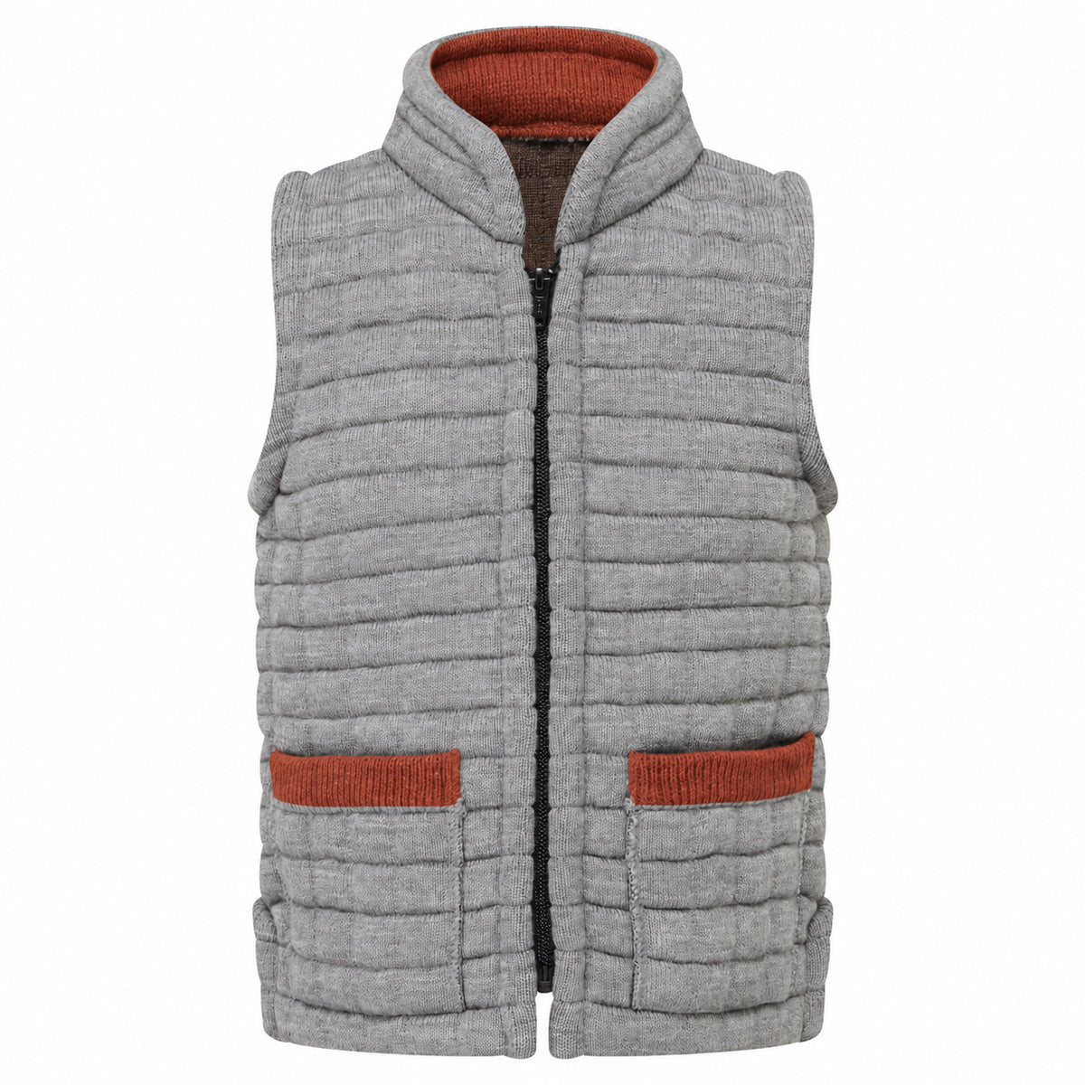 Thermatex Childs Gilet in Grey with Cinnamon trim #Trim colour_Cinnamon