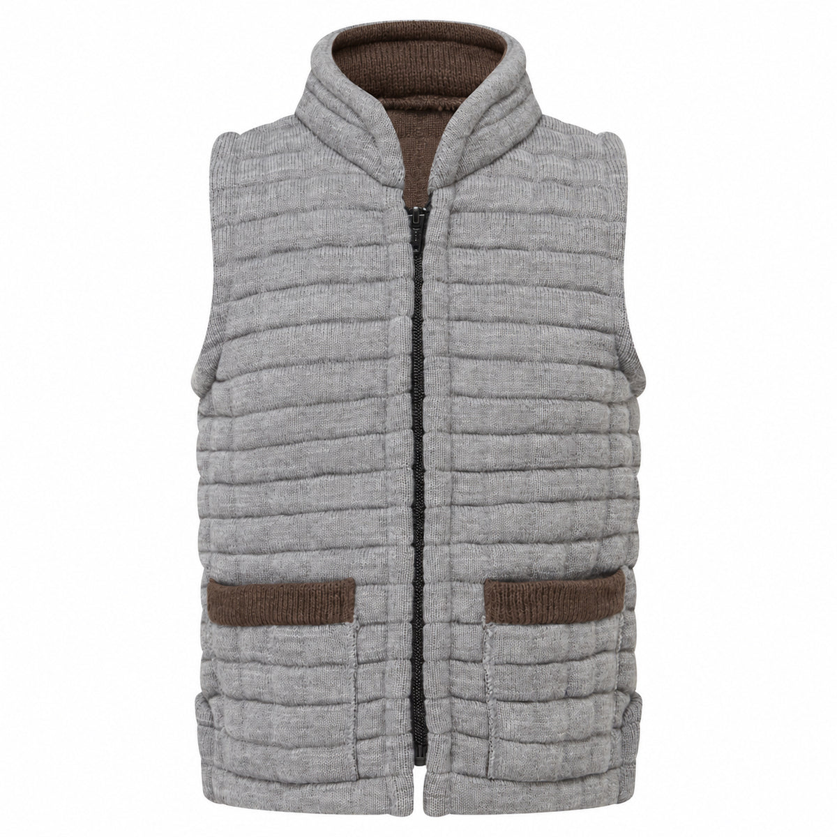 Thermatex Childs Gilet in Grey with Coffee trim #Trim colour_Coffee