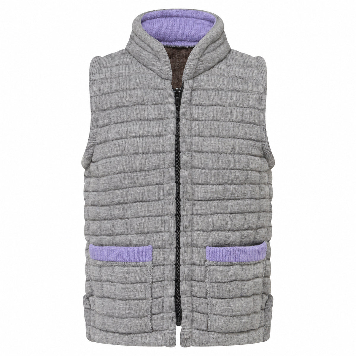 Thermatex Childs Gilet in Grey with Lavender trim #Trim colour_Lavender