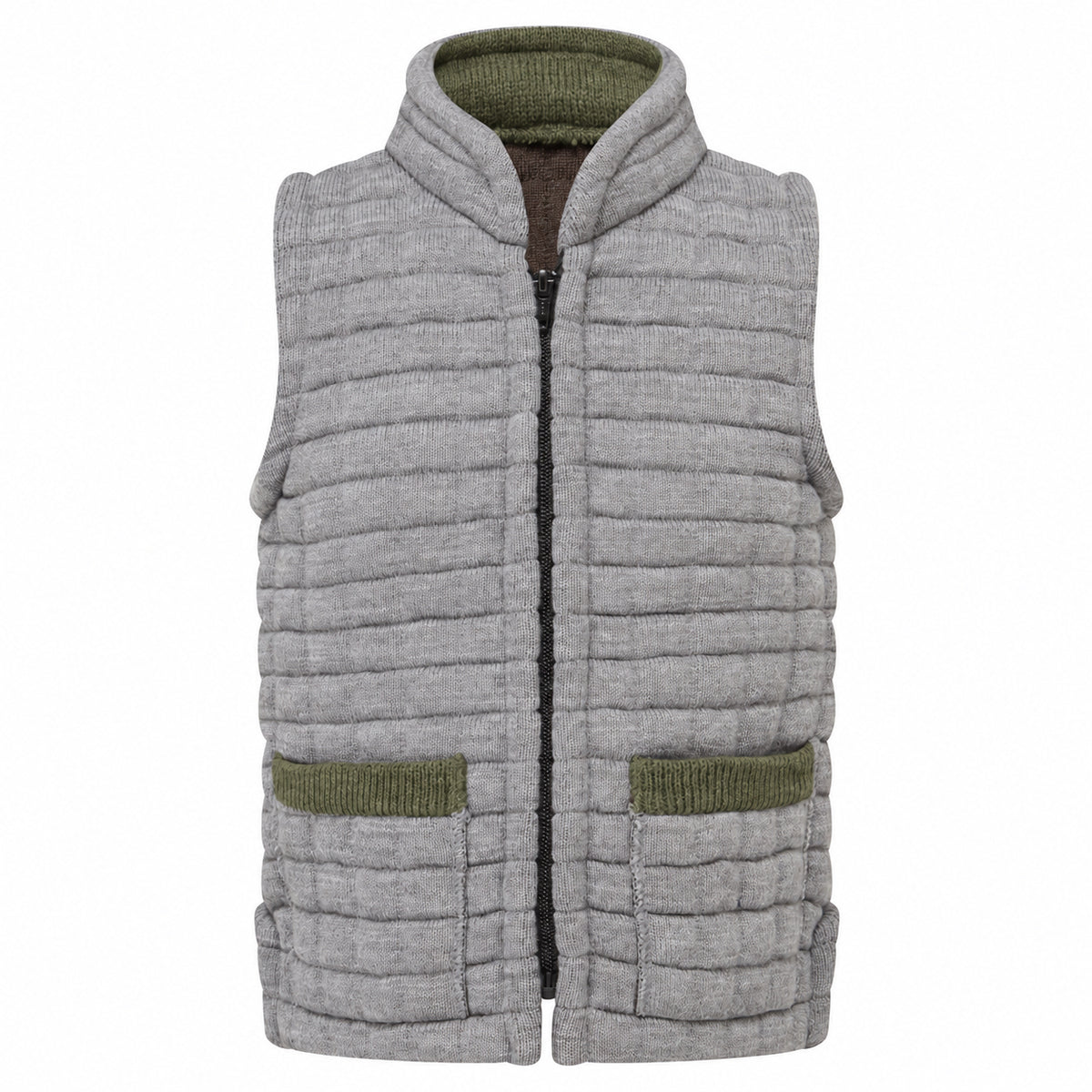 Thermatex Childs Gilet in Grey with Olive trim #Trim colour_Olive