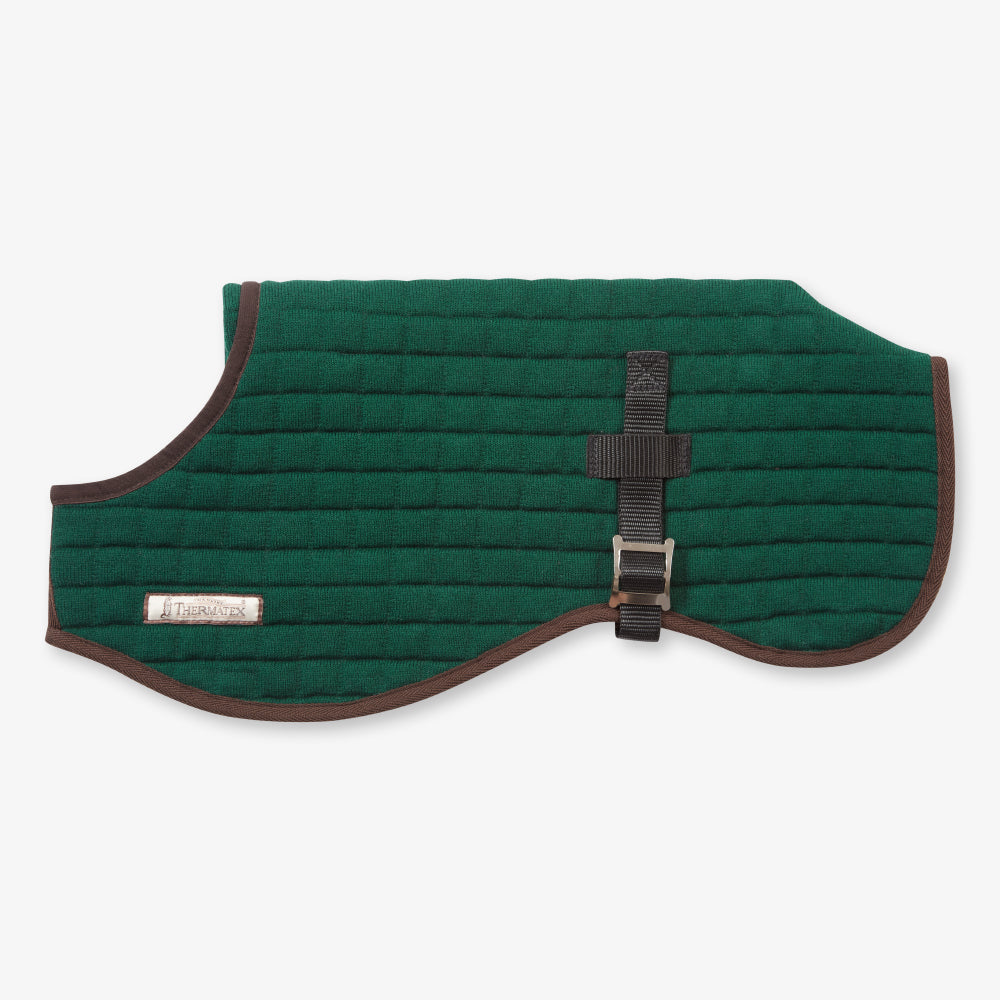 Thermatex Dog Coat in Bottle Green, side view