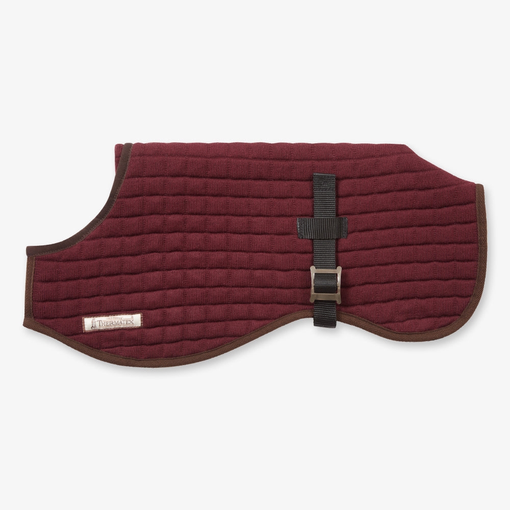 Thermatex Dog Coat in Claret, side view