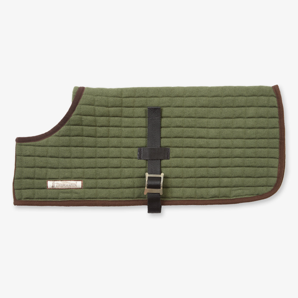 Thermatex Dog Coat in Olive, side view