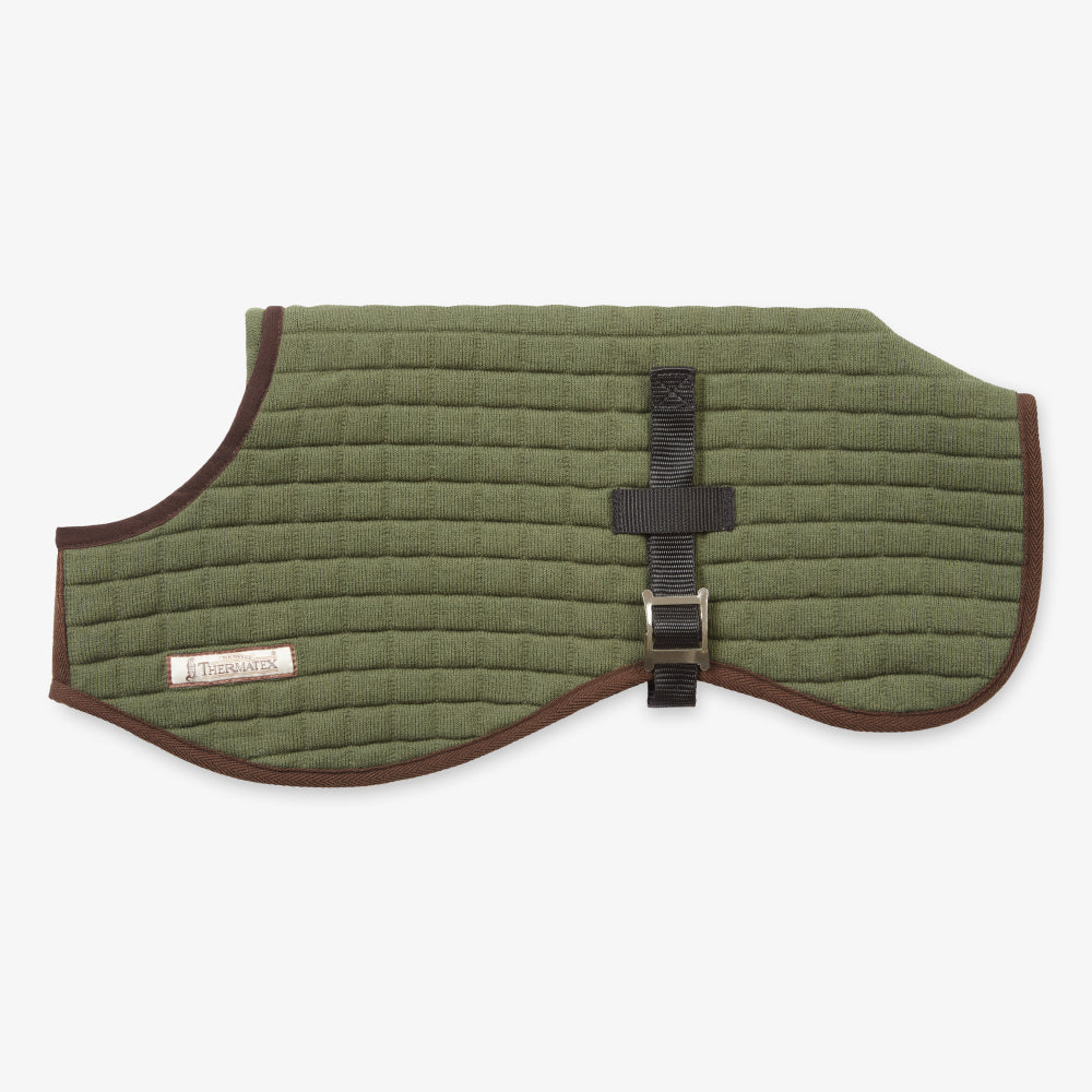 Thermatex Dog Coat in Olive, side view
