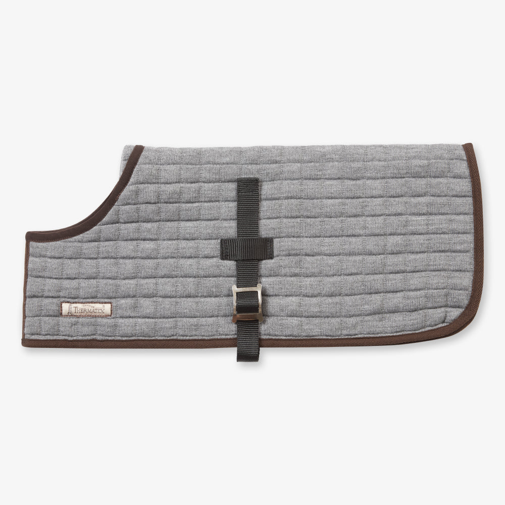 Thermatex Dog Coat in School Grey, side view
