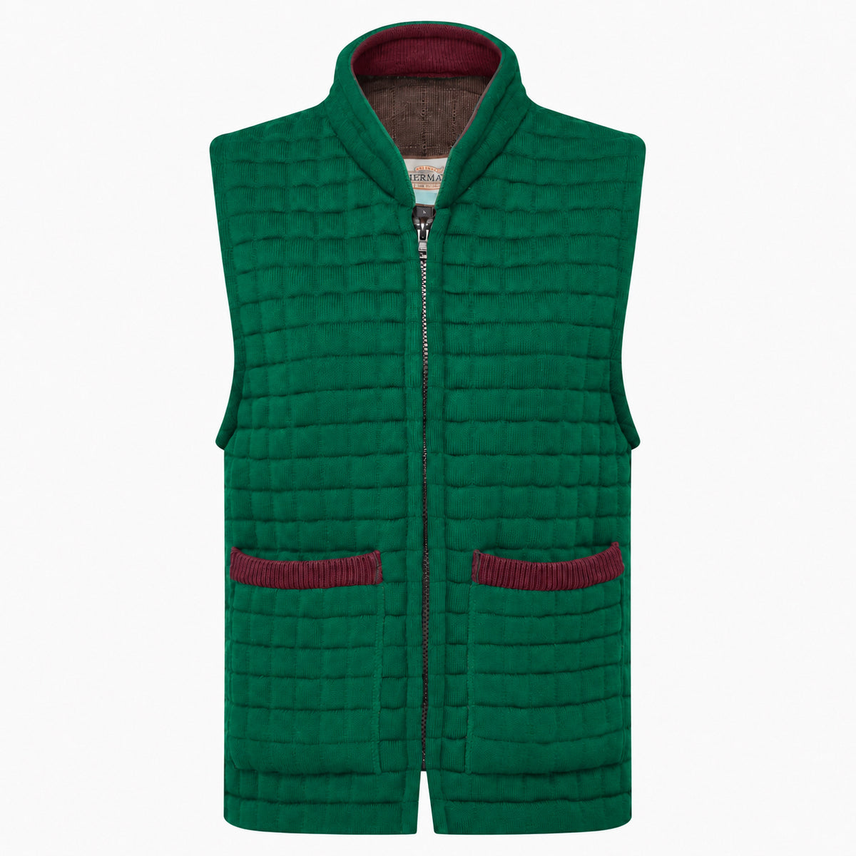 Thermatex Ladies Gilet in Bottle with Burgundy trim #Trim colour_Burgundy