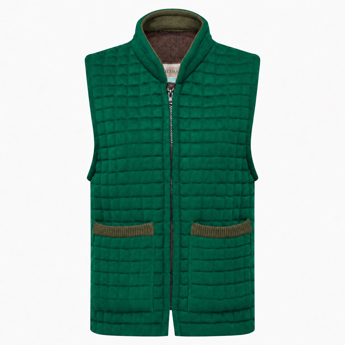 Thermatex Ladies Gilet in Bottle with Khaki trim #Trim colour_Khaki
