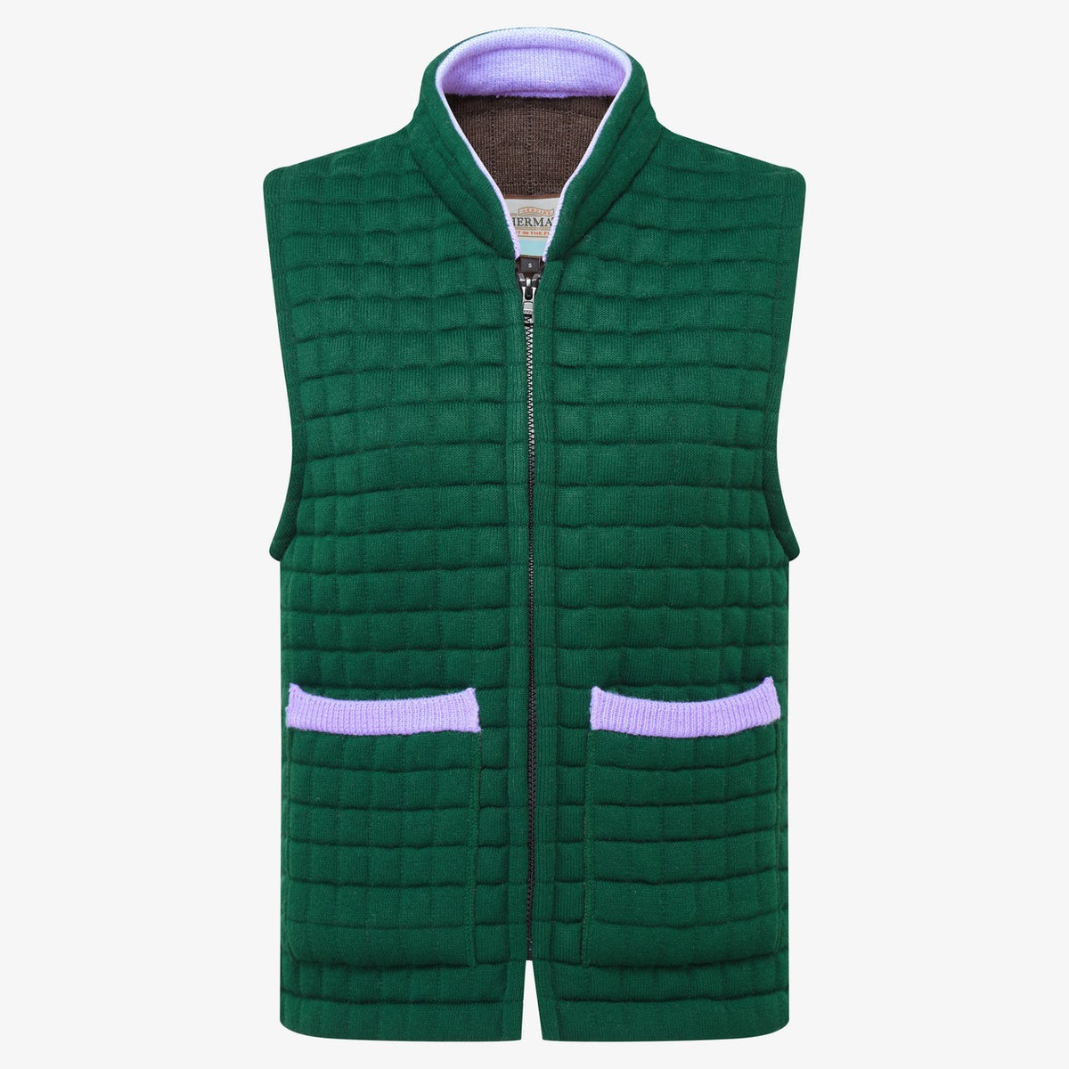 Thermatex Ladies Gilet in Bottle with Lavender trim #Trim colour_Lavender