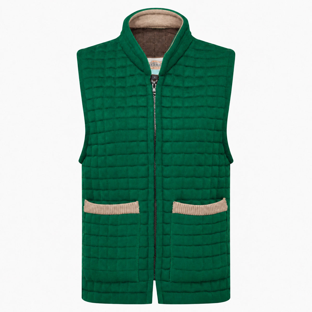 Thermatex Ladies Gilet in Bottle with Mouse trim #Trim colour_Mouse