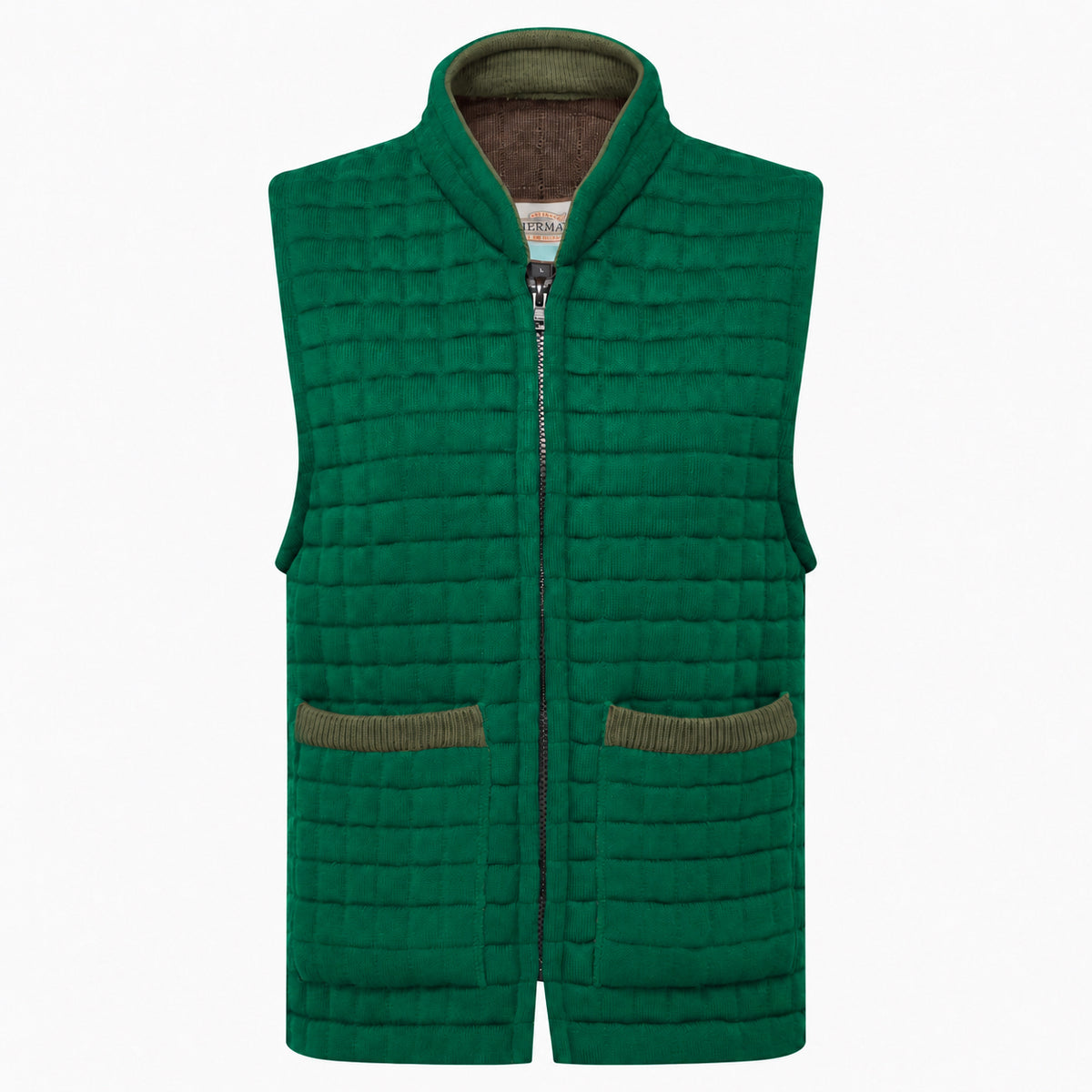 Thermatex Ladies Gilet in Bottle with Olive trim #Trim colour_Olive