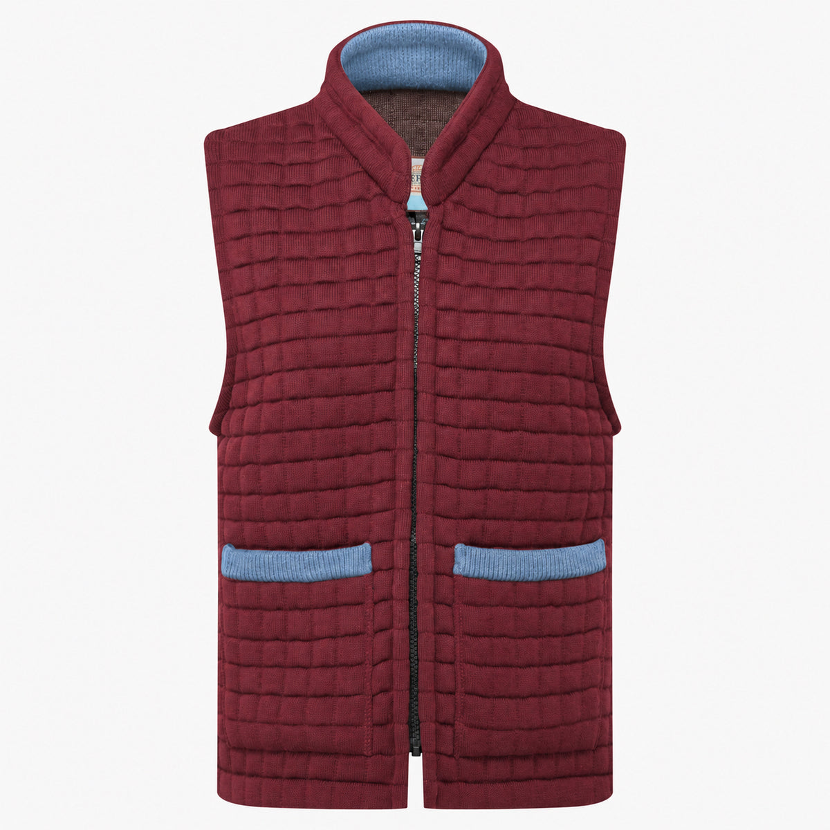 Thermatex Ladies Gilet in Burgundy with Mediterranean trim #Trim colour_Mediterranean