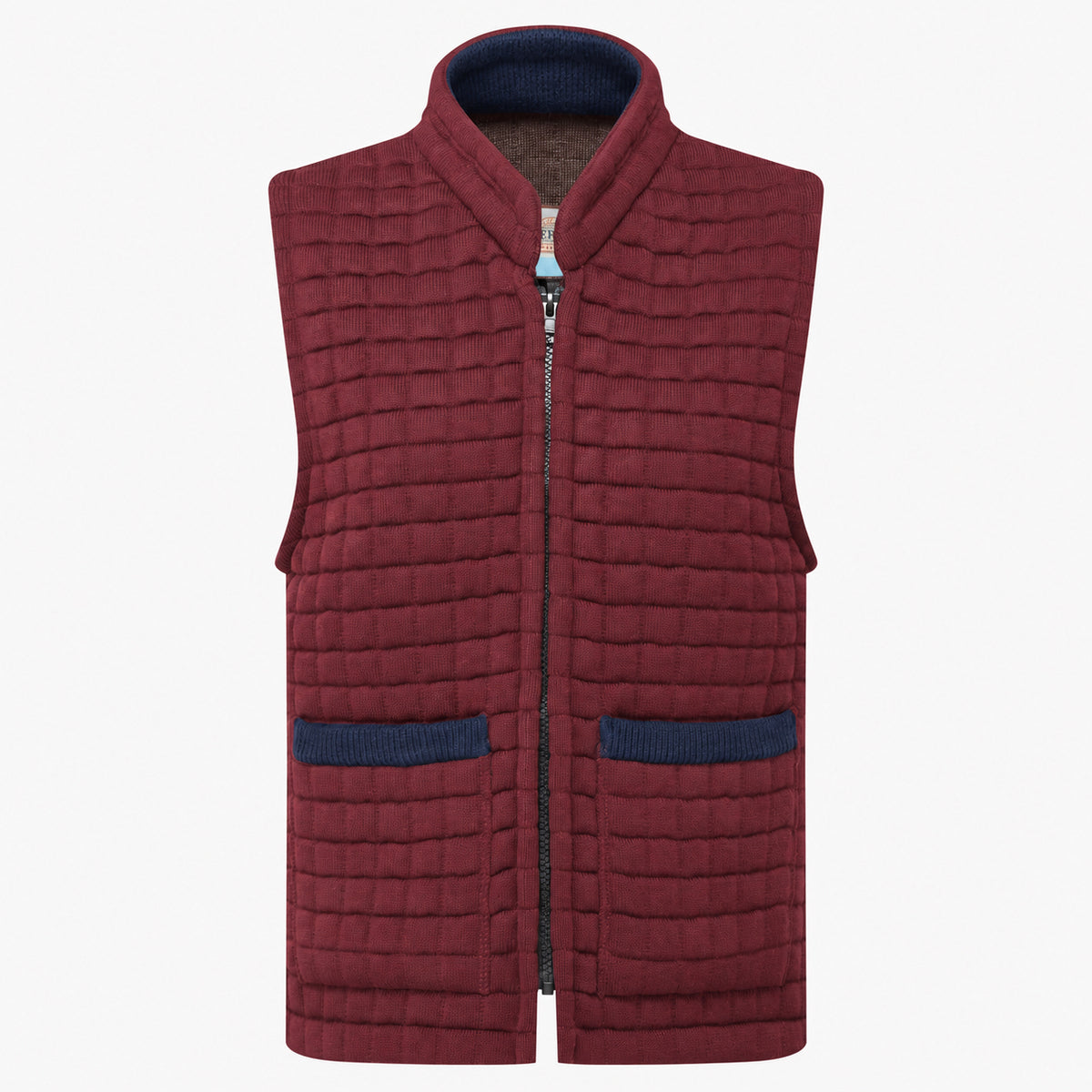 Thermatex Ladies Gilet in Burgundy with Navy trim #Trim colour_Navy