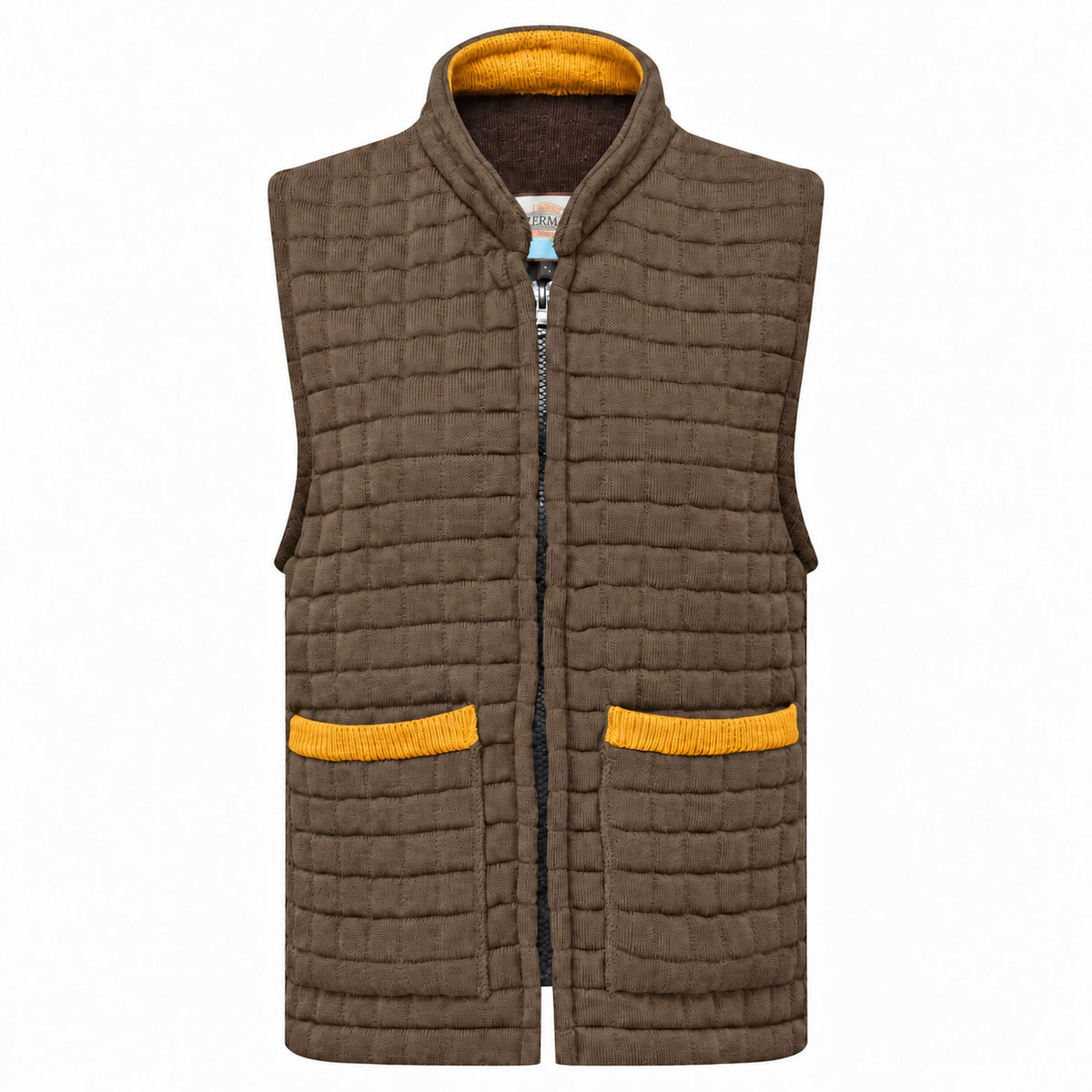 Thermatex Ladies Gilet in Coffee with Gold trim #Trim colour_Gold