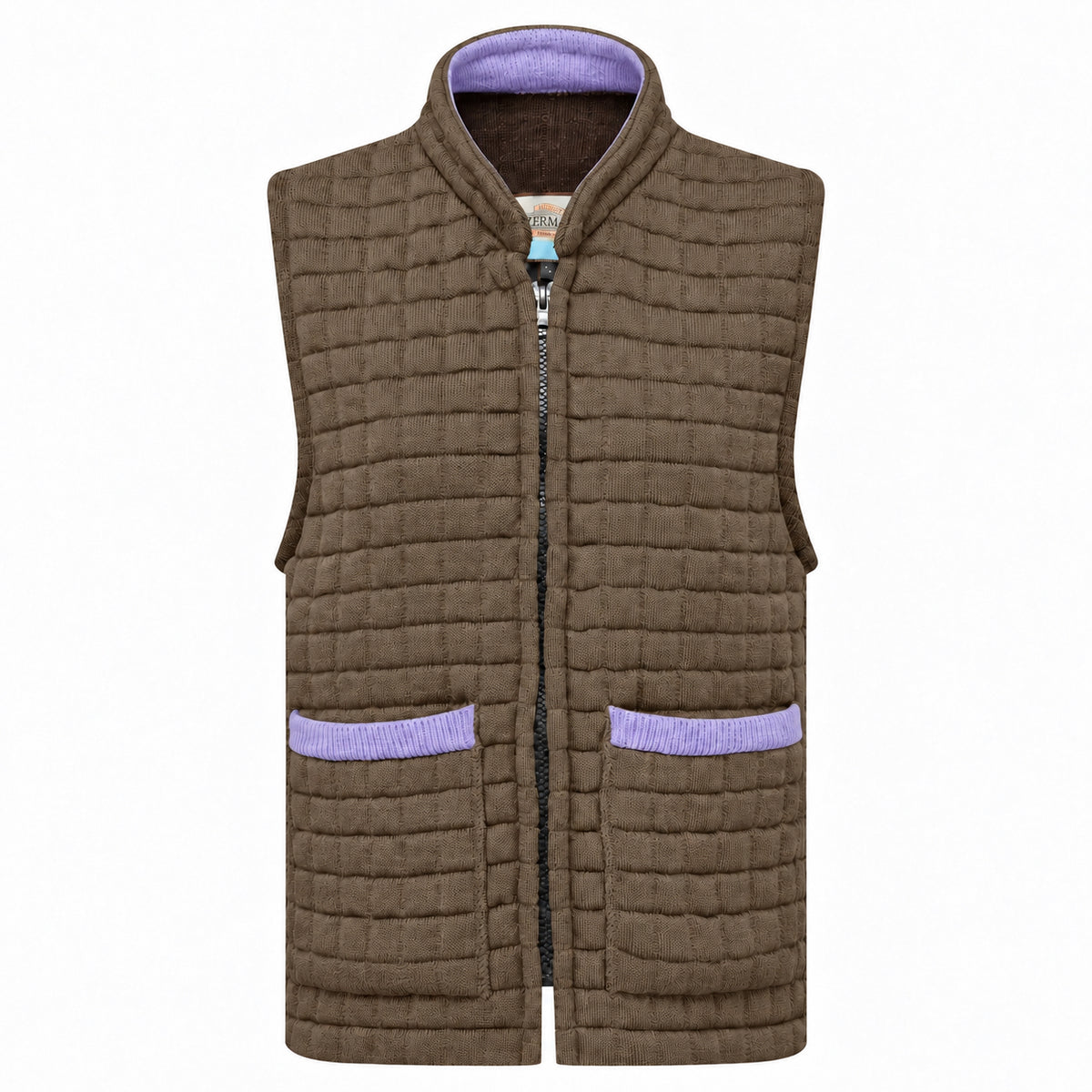 Thermatex Ladies Gilet in Coffee with Lavender trim #Trim colour_Lavender