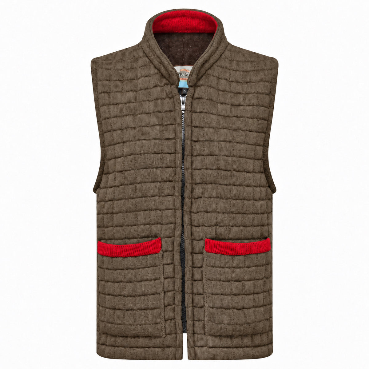 Thermatex Ladies Gilet in Coffee with Red trim #Trim colour_Red