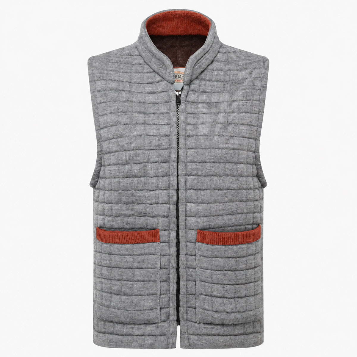Thermatex Ladies Gilet in Grey with Cinnamon trim #Trim colour_Cinnamon