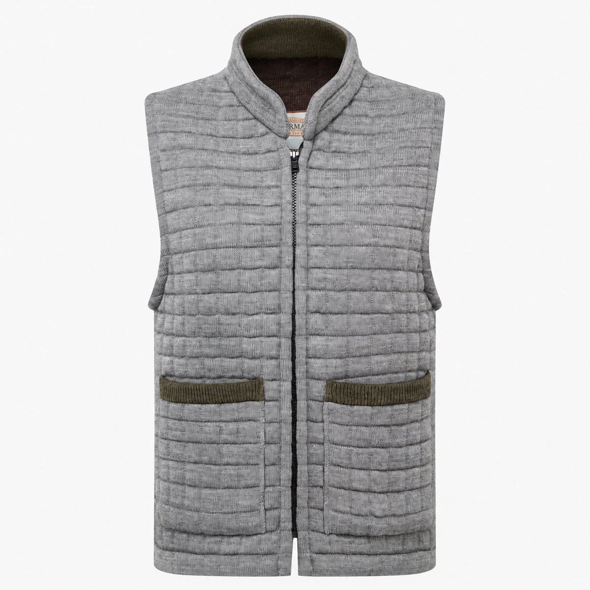 Thermatex Ladies Gilet in Grey with Coffee trim #Trim colour_Coffee
