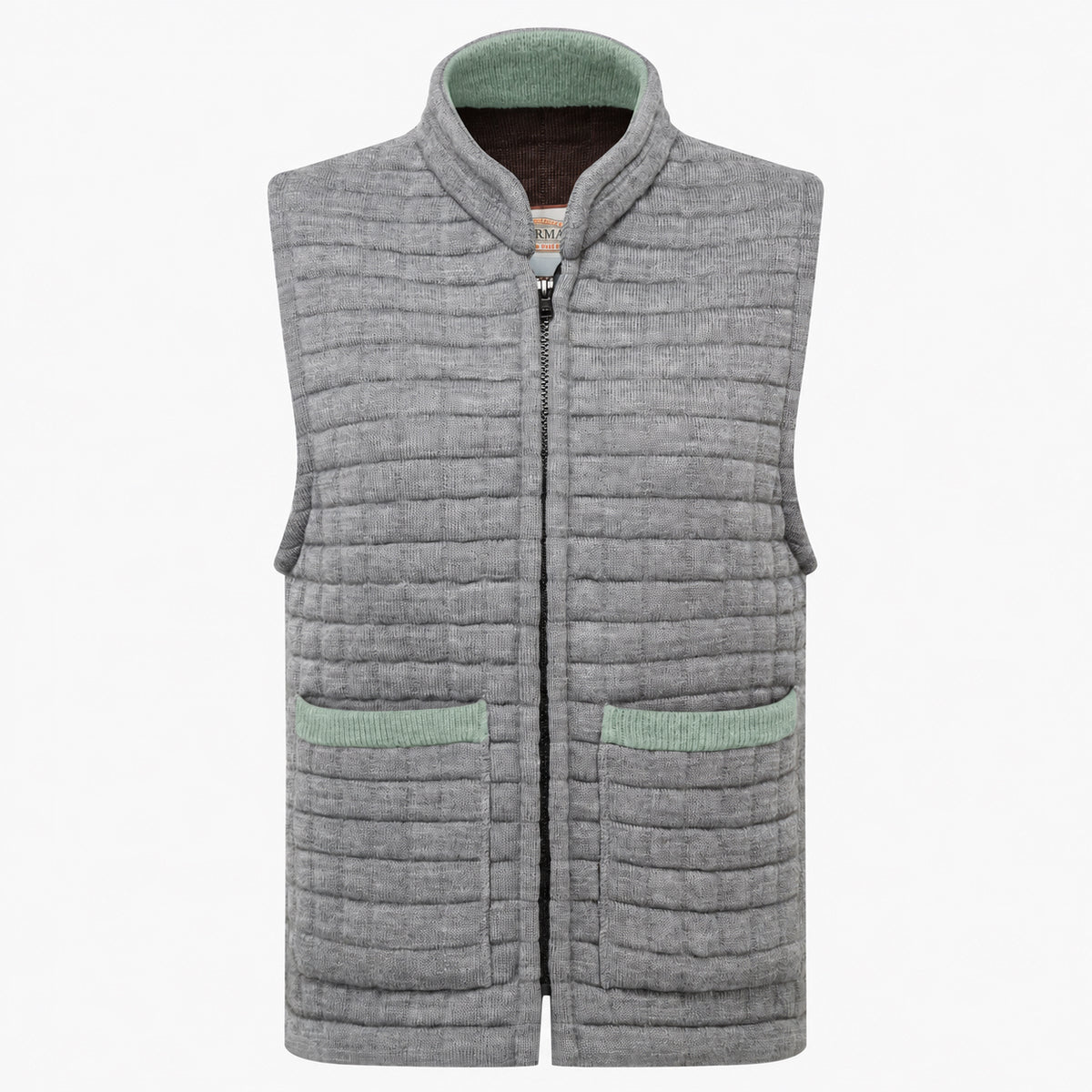 Thermatex Ladies Gilet in Grey with Duck Egg trim #Trim colour_Duck Egg