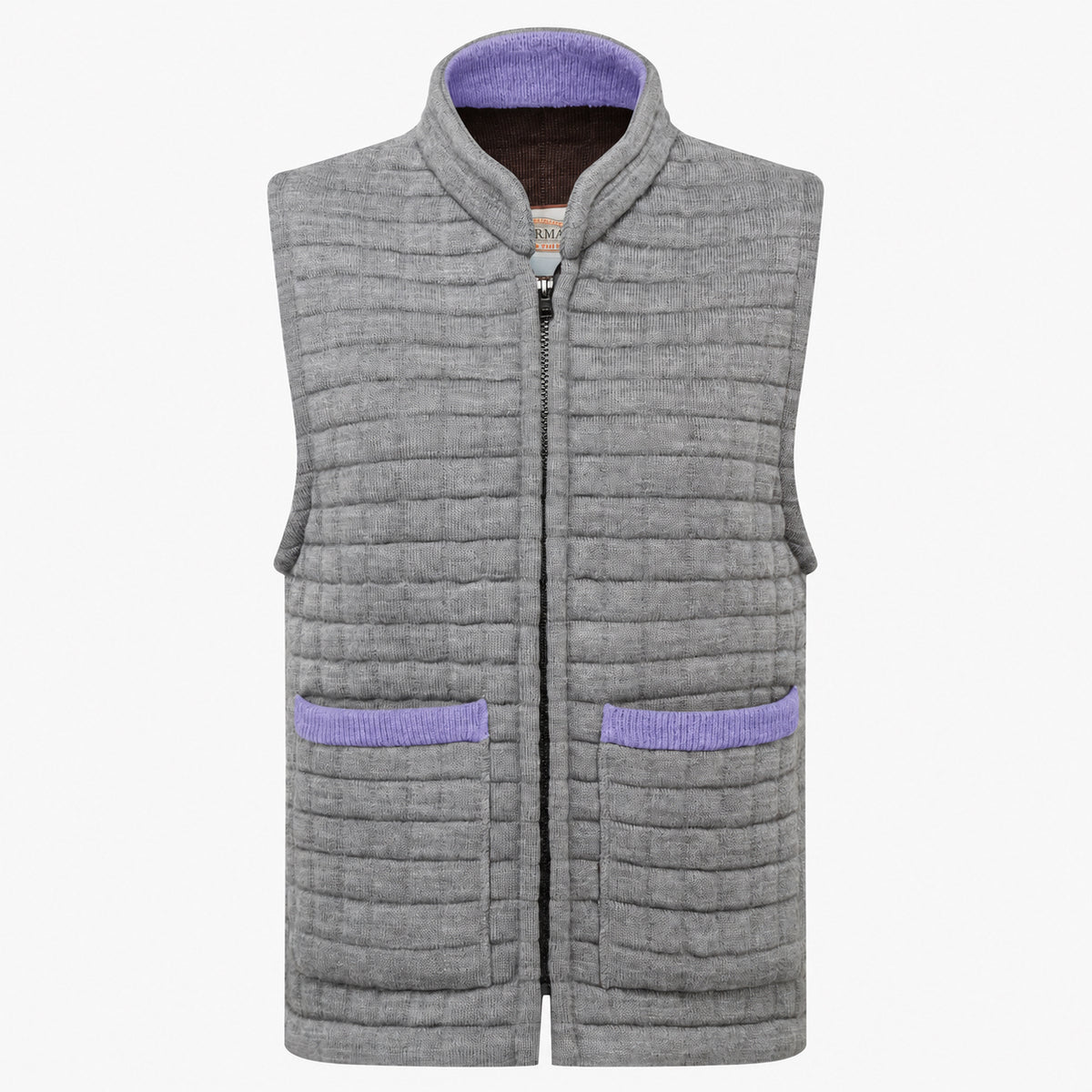 Thermatex Ladies Gilet in Grey with Lavender trim #Trim colour_Lavender