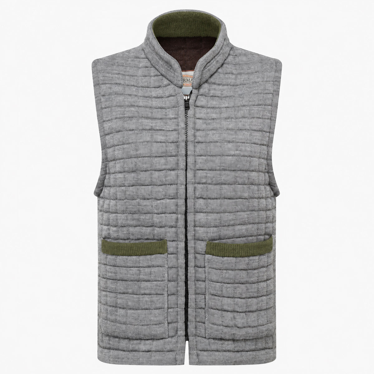 Thermatex Ladies Gilet in Grey with Olive trim #Trim colour_Olive
