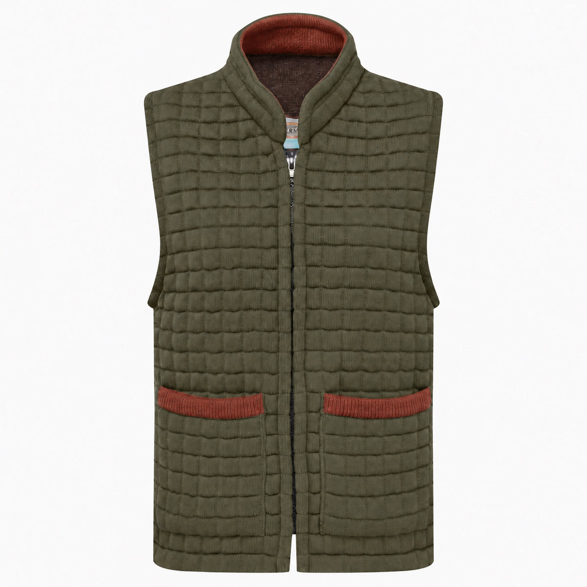 Thermatex Ladies Gilet in Khaki with Cinnamon trim #Trim colour_Cinnamon