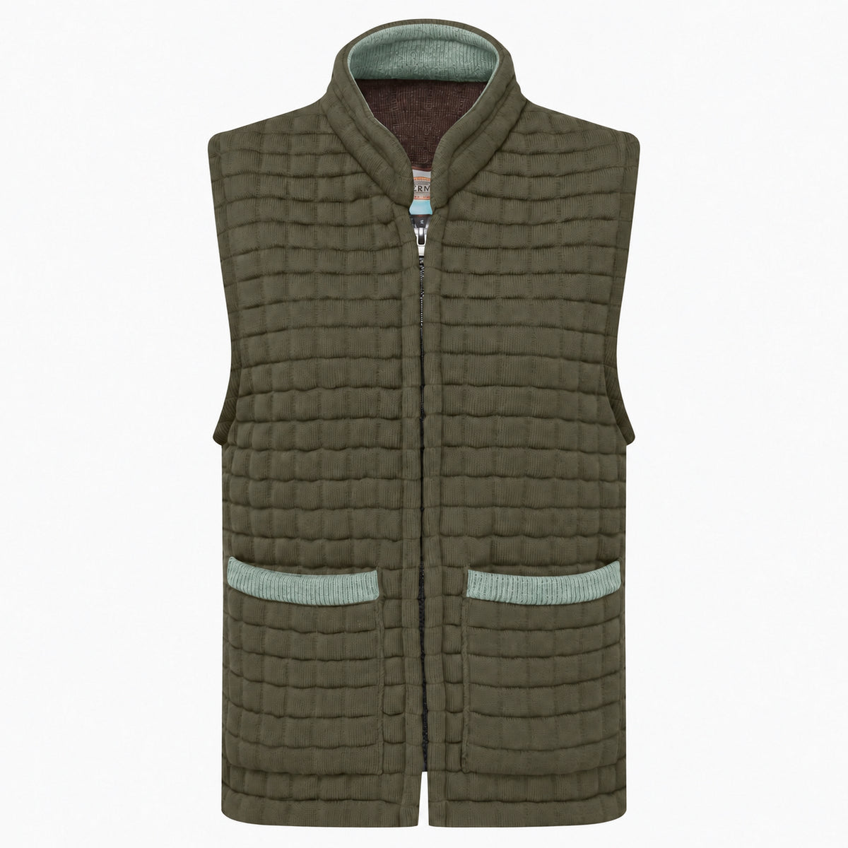 Thermatex Ladies Gilet in Khaki with Duck Egg trim #Trim colour_Duck Egg