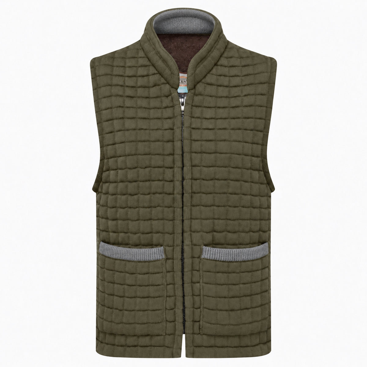 Thermatex Ladies Gilet in Khaki with Grey trim #Trim colour_Grey
