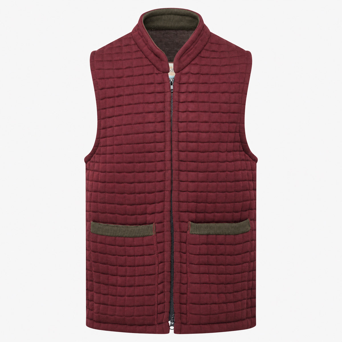 Thermatex Unisex Gilet in Burgundy with Coffee trim #Trim colour_Coffee