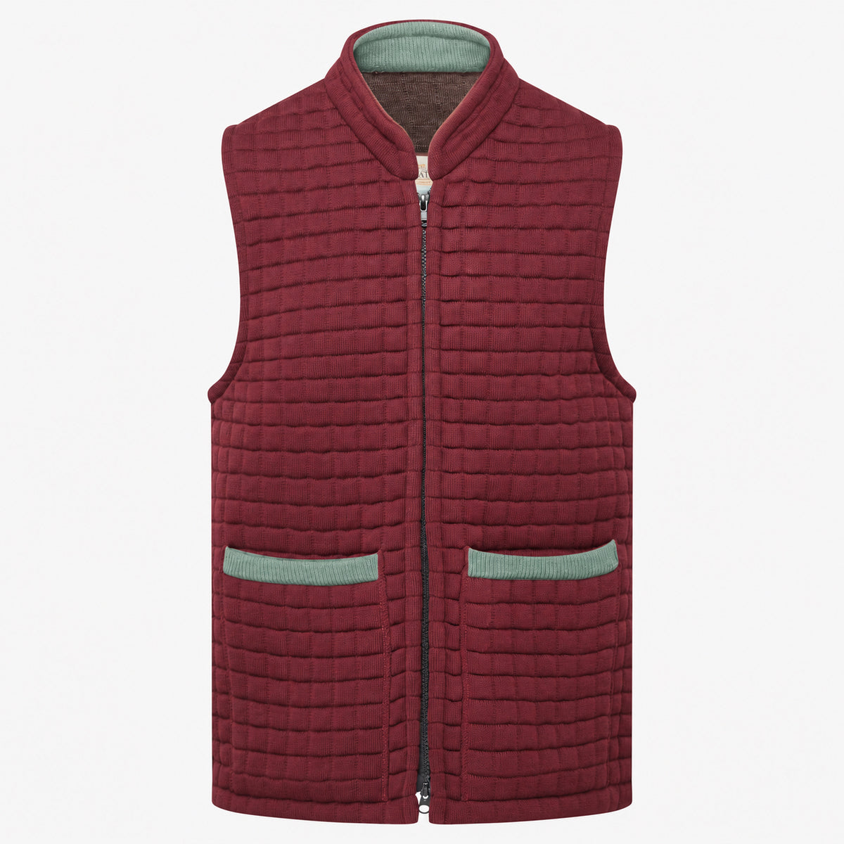 Thermatex Unisex Gilet in Burgundy with Duck Egg trim #Trim colour_Duck Egg