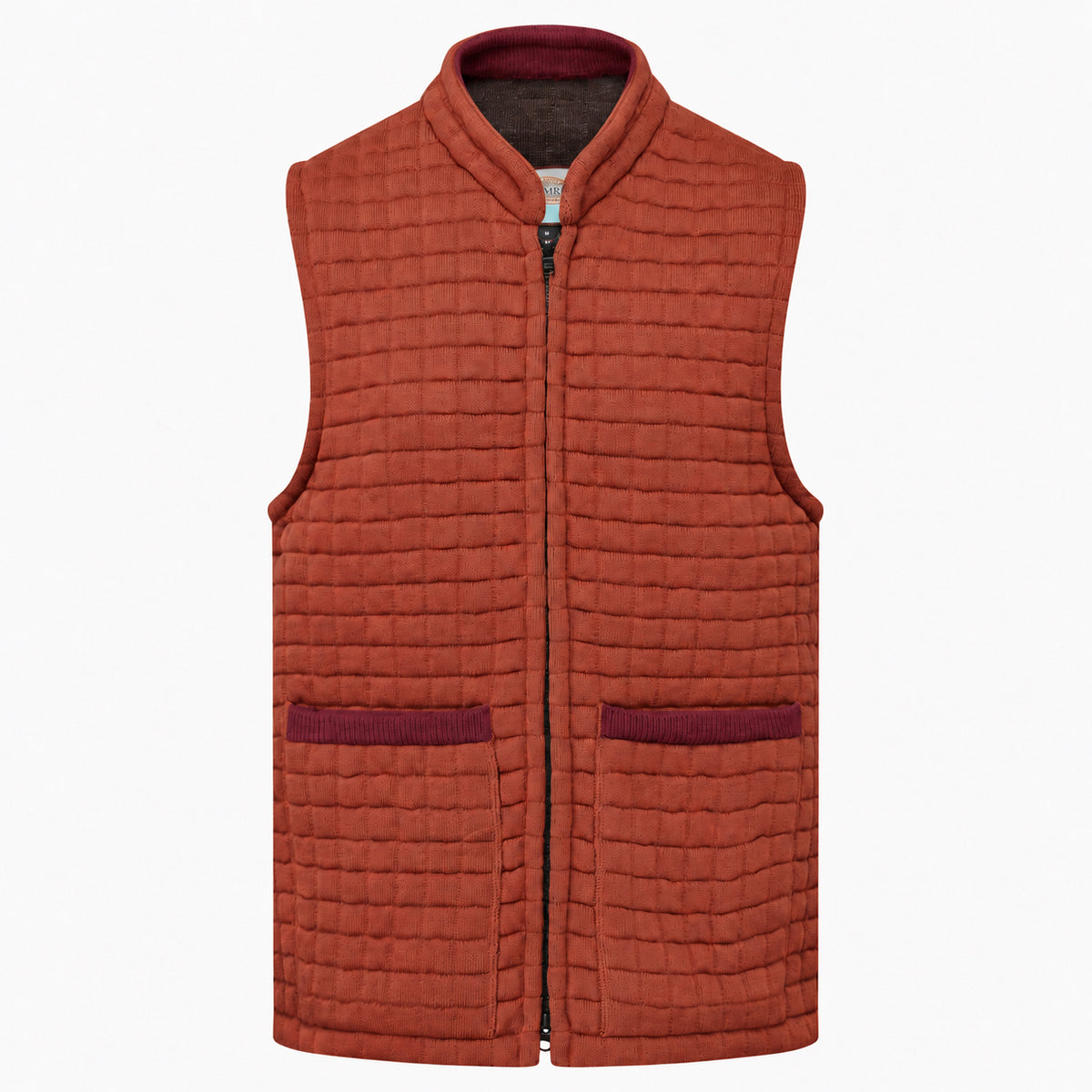 Thermatex Unisex Gilet in Cinnamon with Burgundy trim #Trim colour_Burgundy