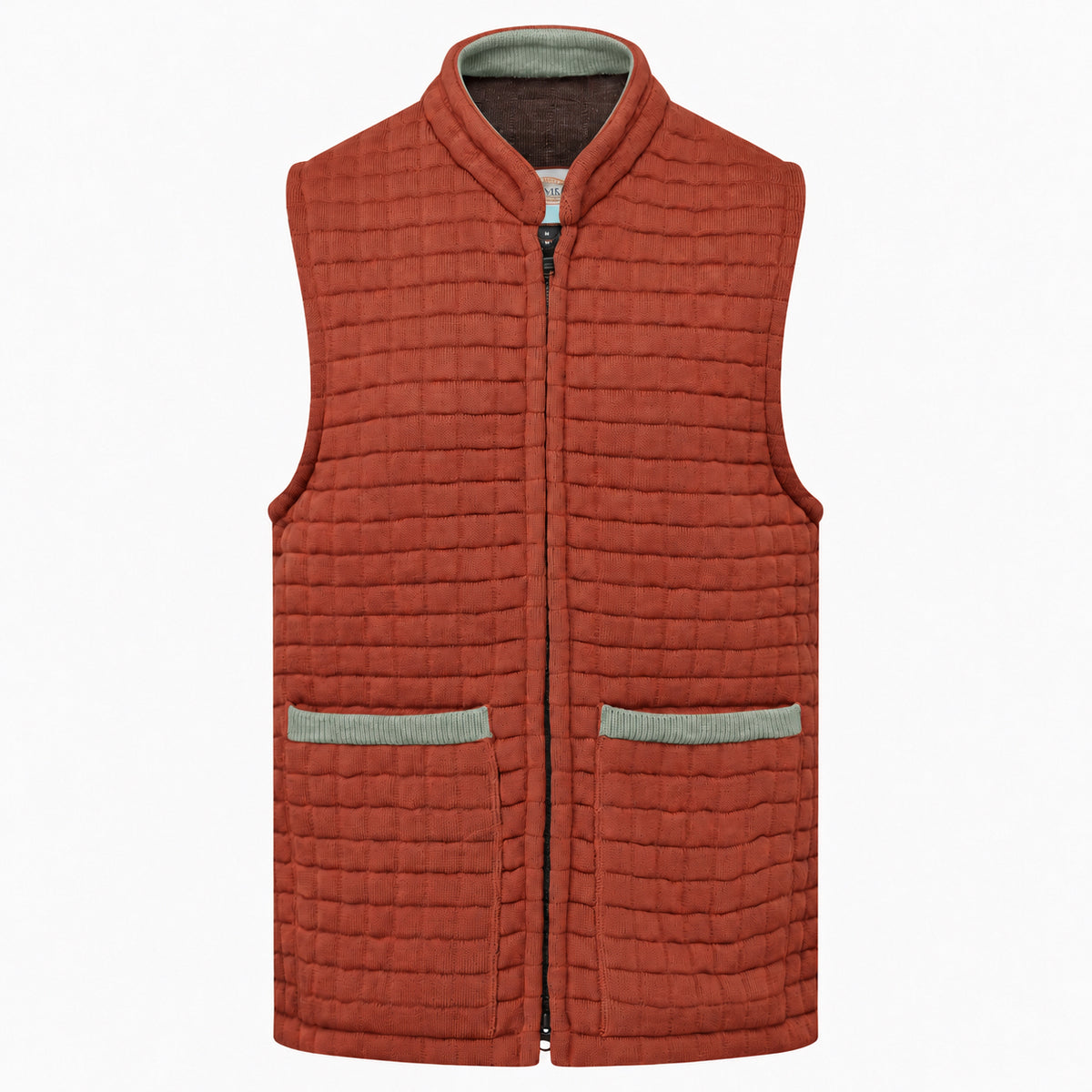 Thermatex Unisex Gilet in Cinnamon with Duck Egg trim #Trim colour_Duck Egg