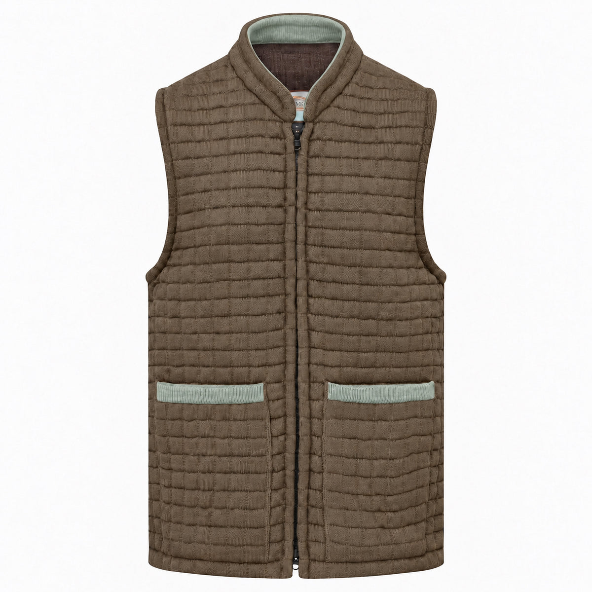 Thermatex Unisex Gilet in Coffee with Duck Egg trim #Trim colour_Duck Egg