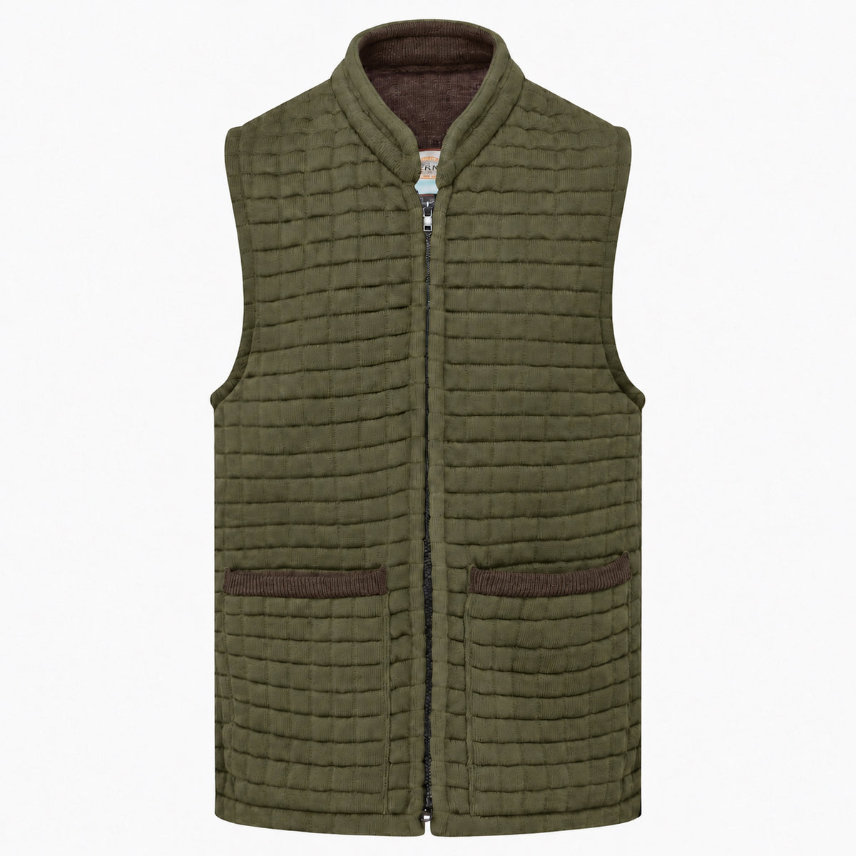 Thermatex Unisex Gilet in Khaki with Coffee trim #Trim colour_Coffee