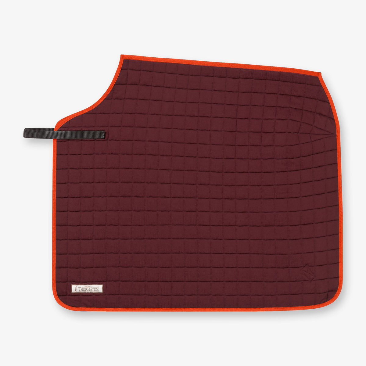 Thermatex Quarter Rug in Burgundy with Orange binding #Trim colour_Orange