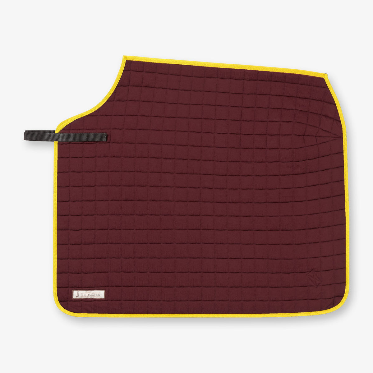 Thermatex Quarter Rug in Burgundy with Yellow binding #Trim colour_Yellow